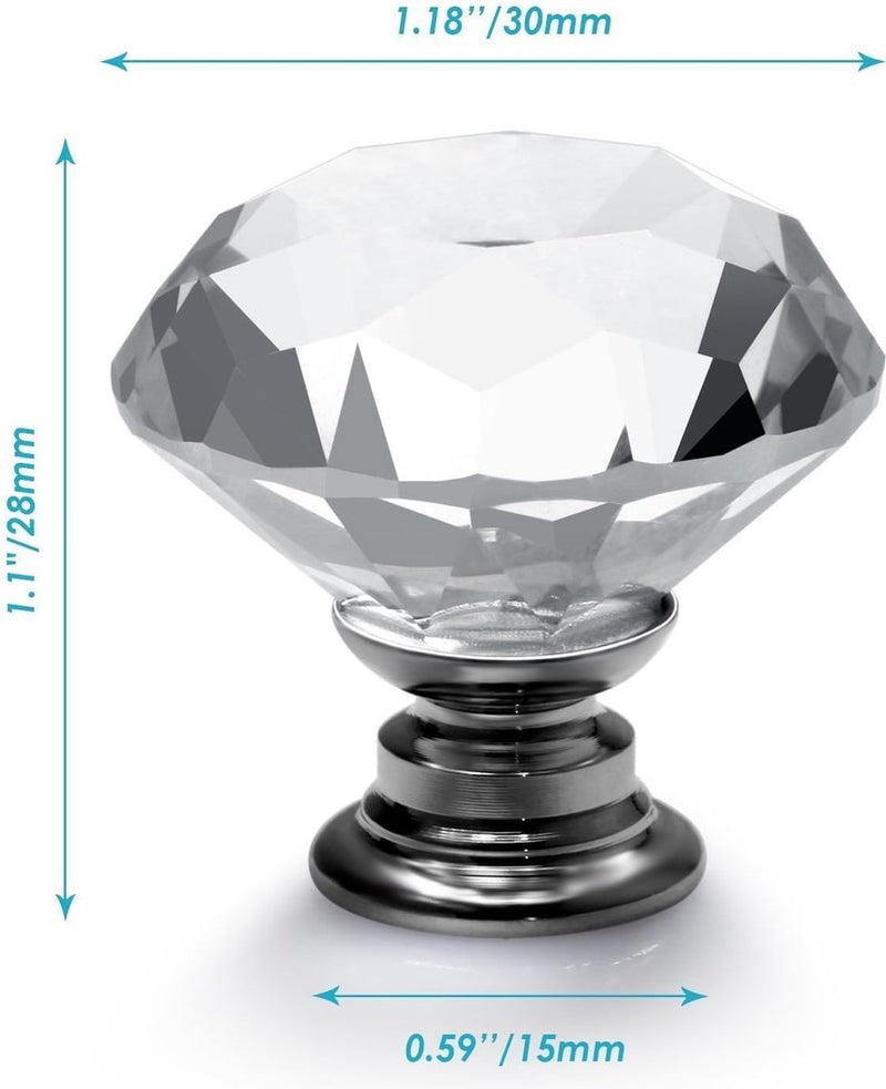 12 stuks 30 mm kristallen deurgrepen, kastknoppen ladenknoppen meubelknoppen kastgrepen, ladekast diamant glazen handgrepen voor thuis kantoor DIY (transparant 30 mm | 12 stuks)