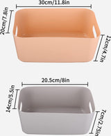 Opbergmanden, kunststof, groot formaat, 30 x 20 x 12 cm, kleurrijke kastorganizer, keuken, stapelbaar met handgrepen, manden, opslag, keukenkast, organizer, box, kast, mand, opslag
