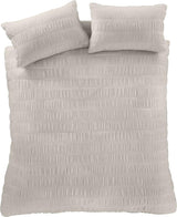 Beddengoed seersucker tweepersoonsbed dekbedovertrekset met kussenslopen naturel