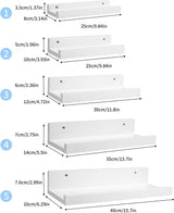 Wandrek, wit, zwevende haken, set van 5, wandplank, kinderkamer, wandplank, wit, woondecoratie, wandplank, 12 schroeven, inclusief voor woonkamer, badkamer, keuken, slaapkamer, kantoor