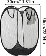 2 stuks opvouwbare wasmandset, pop-up 75 liter, wasmand, opvouwbaar, met zijzak, wasverzamelaar met handgrepen, wasmand voor bijkeuken, netjes opbergen van kleding (zwart)