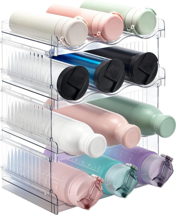 lessenrek stapelbaar - flessenhouder koelkast organizer flessen opslag flessenhouder voor koelkast, kast, keukenorganizer, opslag en organisatie, 4 stuks