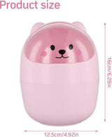 Bureauprullenbak, schattige, schattige mini kleine vuilnisbak, pennenhouder met deksel, draagbare verwijderbare tafelafvalbak, plastic afvalbak voor kantoor (oranje)