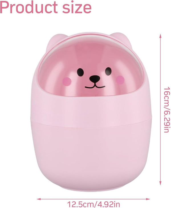 Bureau-vuilnisemmer, schattig, kleine vuilnisemmer, penhouder met deksel, draagbare afneembare tafelafvalemmer, kunststof afvalbak voor kantoor (grijs)