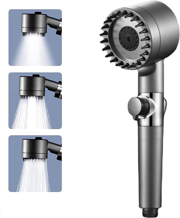 Multifunctionele hogedrukdouchekop, drukverhogende handdouche douchekop met schakelaar, hogedrukdouchekop met filter en verstelbare douchekop met 3 straalsoorten, waterslot-douchekop met één knop