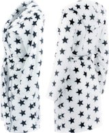 Damesbadjas met sterren, verkrijgbaar in de maten: S/M - L/XL en in de kleuren: antraciet/wit