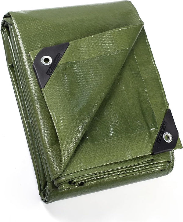 Afdekzeil, met ingestanste ringen, waterdicht, 4 m x 4 m, groen, zeildoek, 160 g/m², beschermend zeil, multifunctioneel zeil, scheurvast, UV-gestabiliseerd, schimmelbestendig