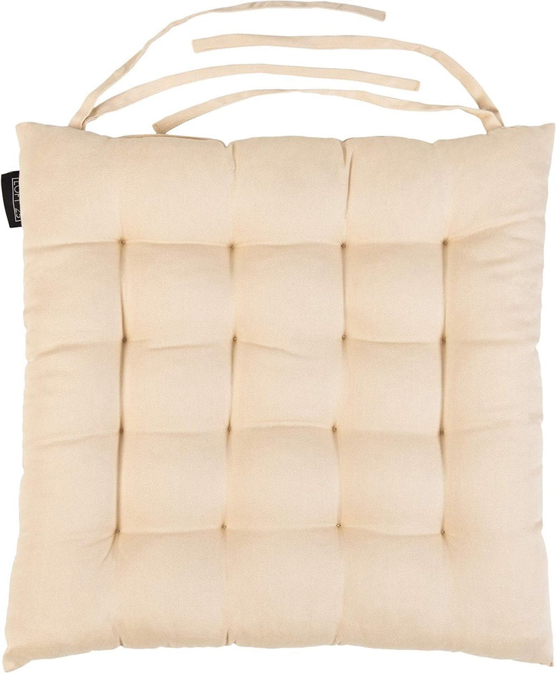 Indoor stoelkussen, keuken, eetkamer, antislip, getuft zitkussen, zacht stoelkussen met banden, duurzaam, comfortabel stoelkussen, zitkussen, stoelkussen, 42 x 40 x 5 cm, perkament