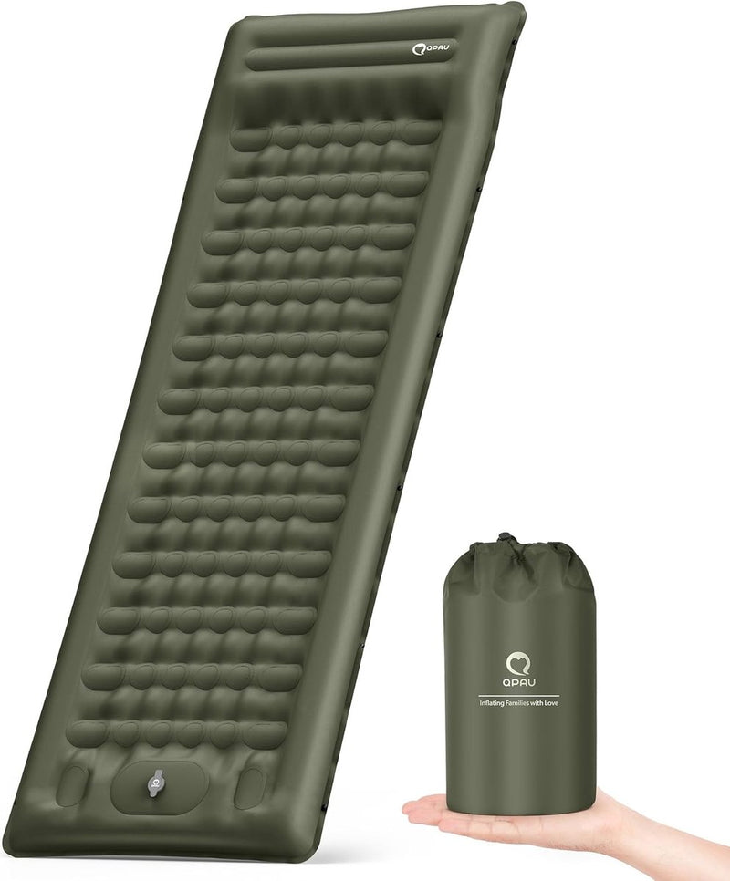 Camping isomat, zelfopblazend met voetpomp, 12 cm ultra-dik, verbeterde ondersteuning, opblaasbaar campingmatras, ultralicht, waterdicht, outdoor luchtmatras voor wandelen, rugzak