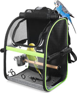 Rugzak voor vogels met houten stok, lichtgewicht vogeltransporttas, waterdichte papegaaienreisrugzak met roestvrijstalen bakje en staande staaf, vogeltransportdoos, 34 x 28 x 43 cm