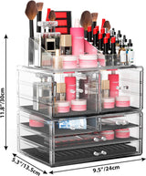Acryl make-up organizer met 6 laden Cosmetische opbergdoos Stapelbare heldere borstellotion Lippenstift nagellak