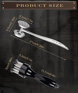 Vleesklopper, roestvrij staal, incl. roestvrijstalen vleeshamer, extreem robuust, vleeshamer voor rundersteak, varkensvlees, kip, vis, zacht maken en stampen